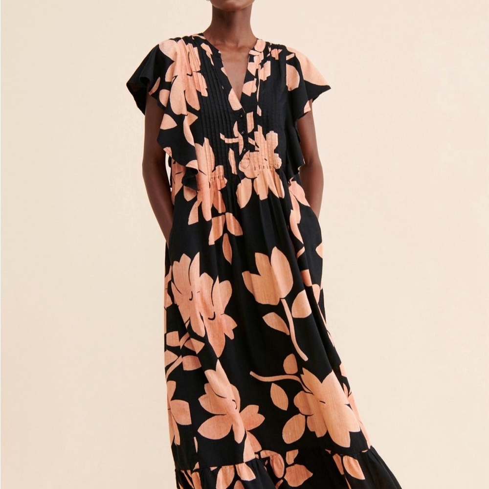 Anthropologie Floral Flounce Maxi Dress | Size Medium |